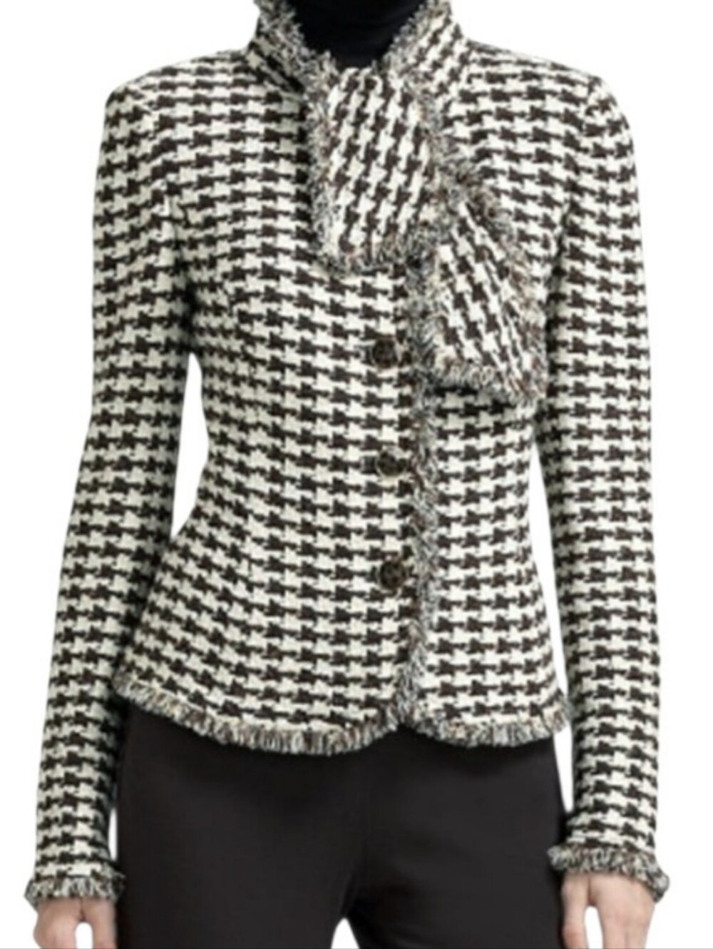 St. John Houndstooth Blazer with atteched Scarf- 10. S39